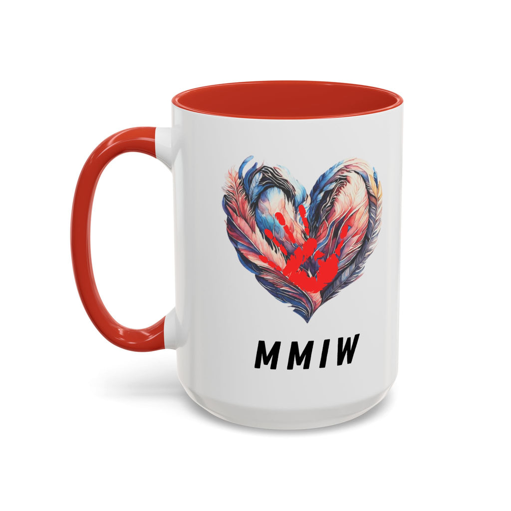 11/15oz MMIW Feather Heart Accent Coffee Mug – Missing and Murdered Indigenous Women Awareness
