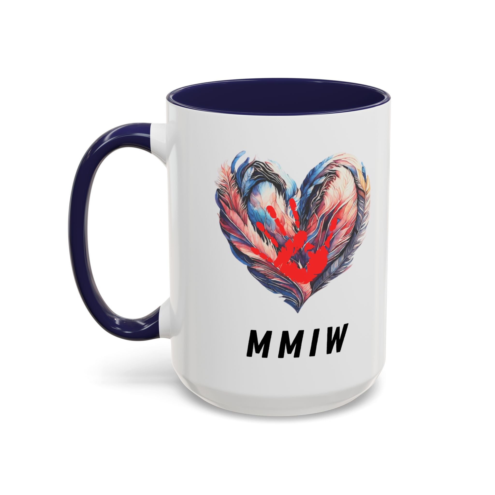 11/15oz MMIW Feather Heart Accent Coffee Mug – Missing and Murdered Indigenous Women Awareness