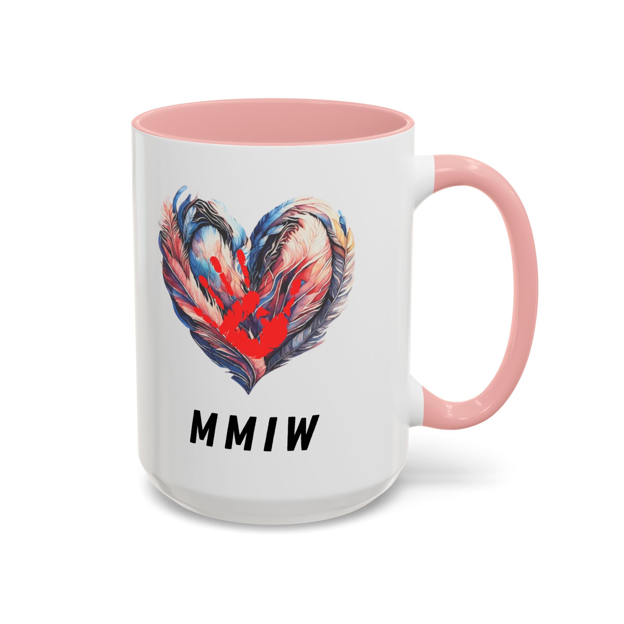 11/15oz MMIW Feather Heart Accent Coffee Mug – Missing and Murdered Indigenous Women Awareness