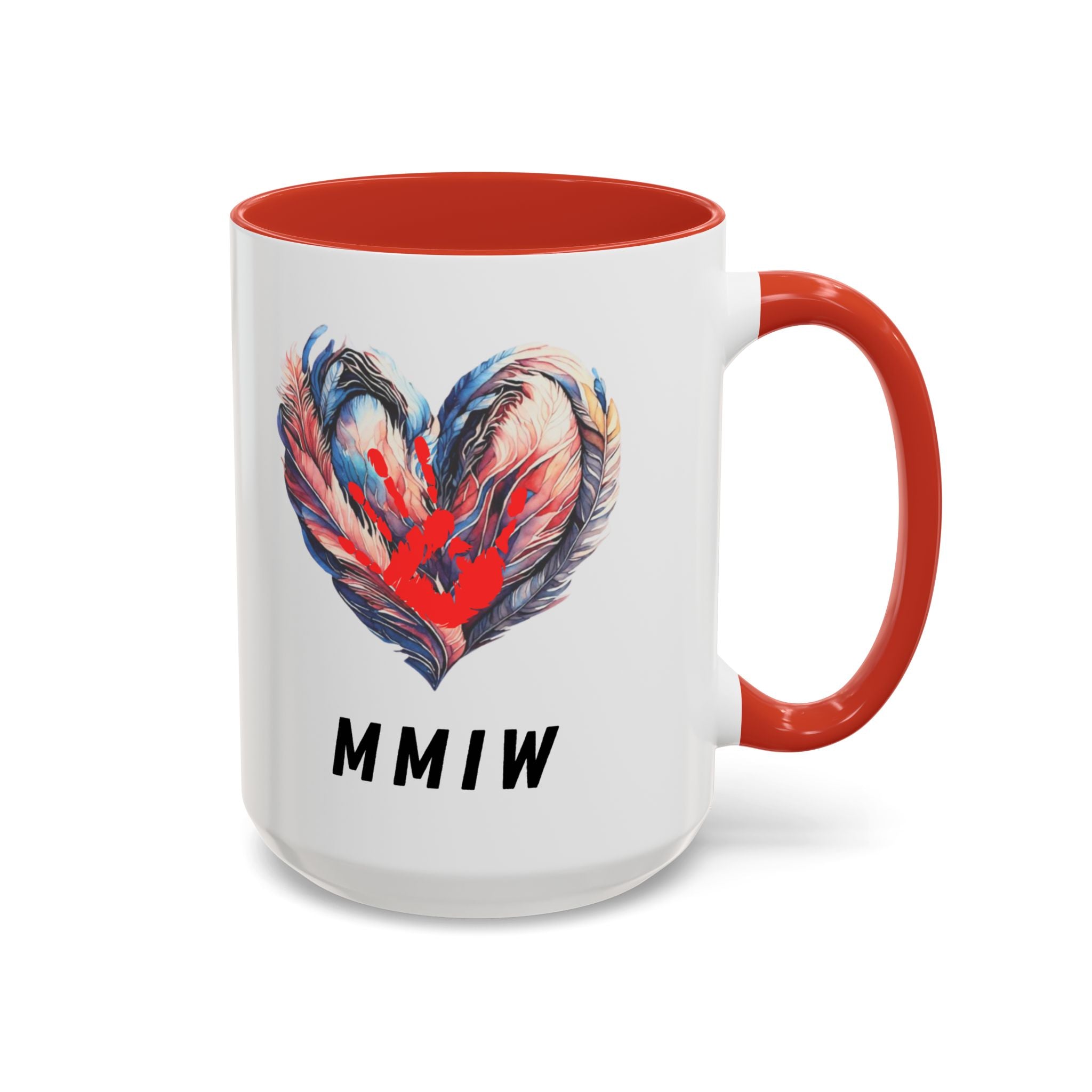 11/15oz MMIW Feather Heart Accent Coffee Mug – Missing and Murdered Indigenous Women Awareness