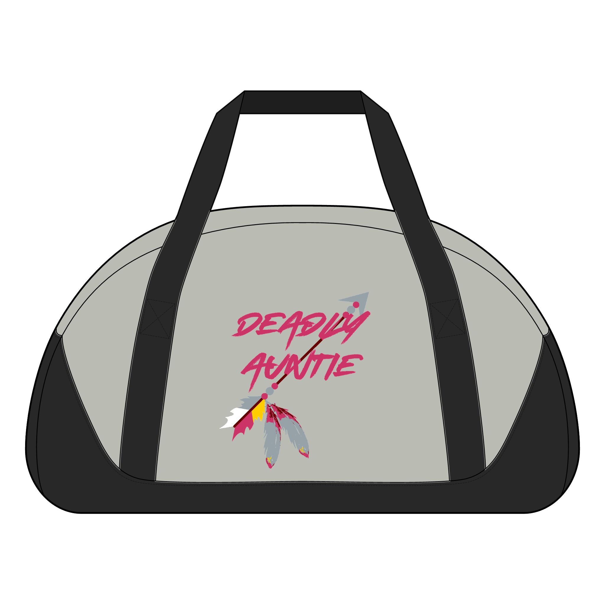 Duffel Bag — “Deadly Auntie” Feather Graphic Travel Gym Bag