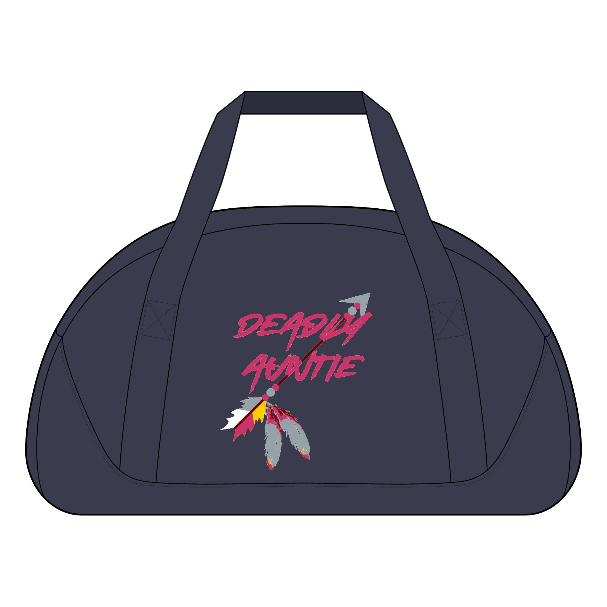 Duffel Bag — “Deadly Auntie” Feather Graphic Travel Gym Bag