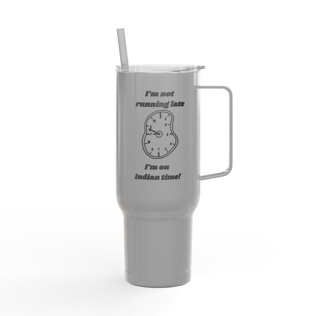 Engraved Insulated Tumbler with Lid & Straw — Funny Melting Clock Design