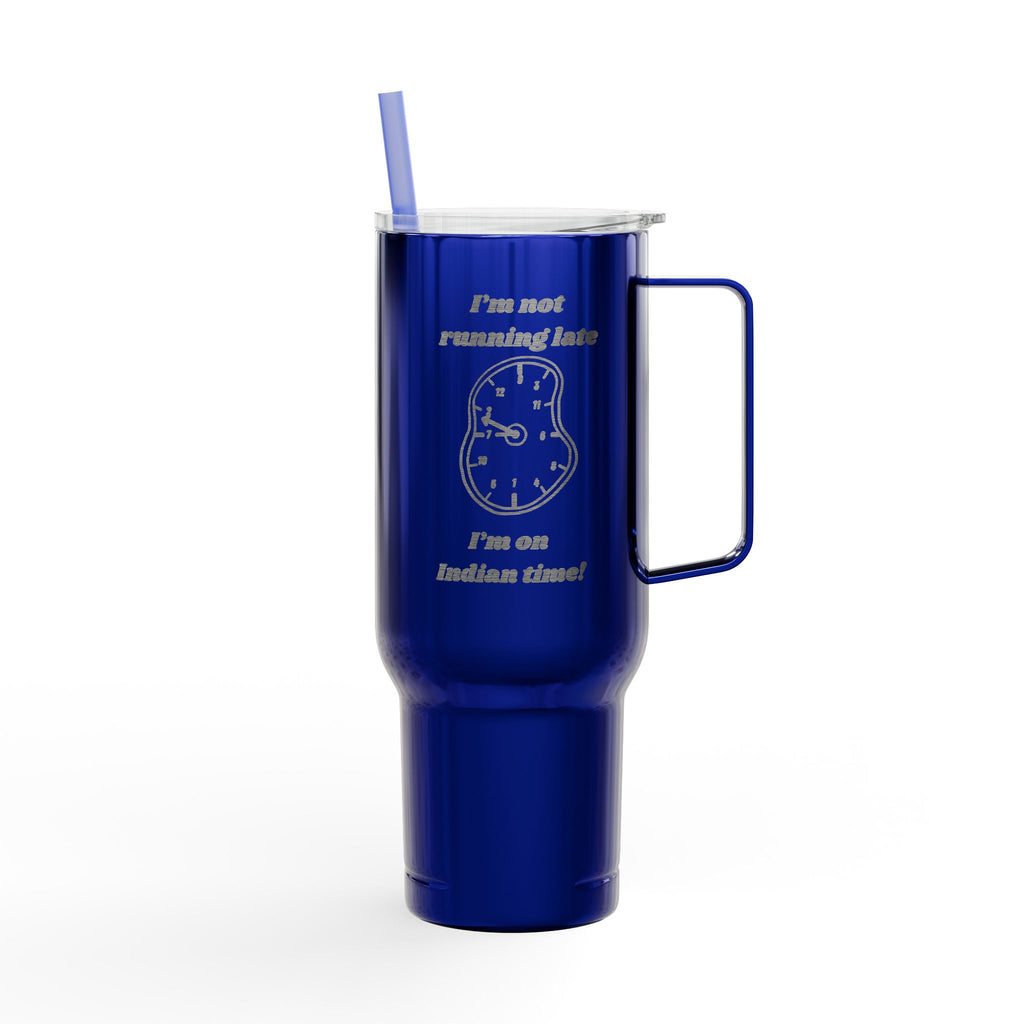 Engraved Insulated Tumbler with Lid & Straw — Funny Melting Clock Design