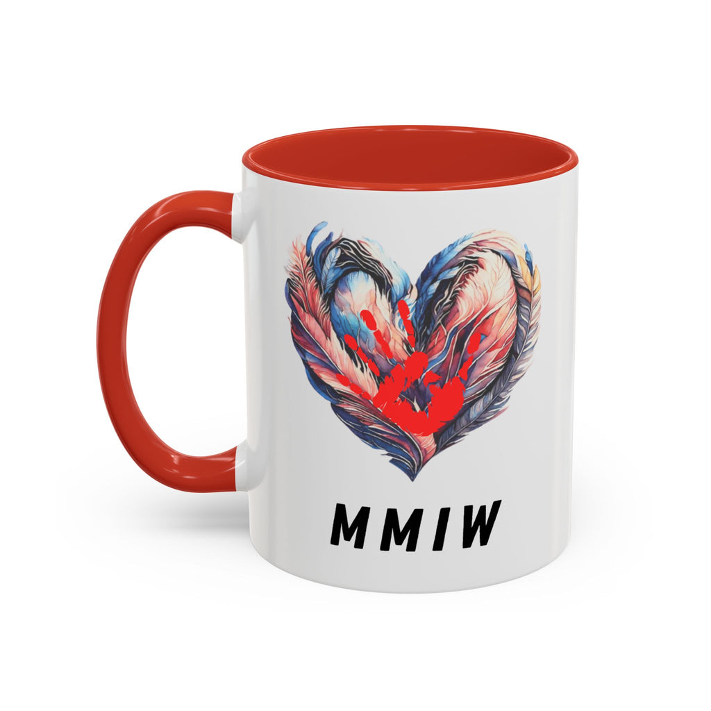 11/15oz MMIW Feather Heart Accent Coffee Mug – Missing and Murdered Indigenous Women Awareness