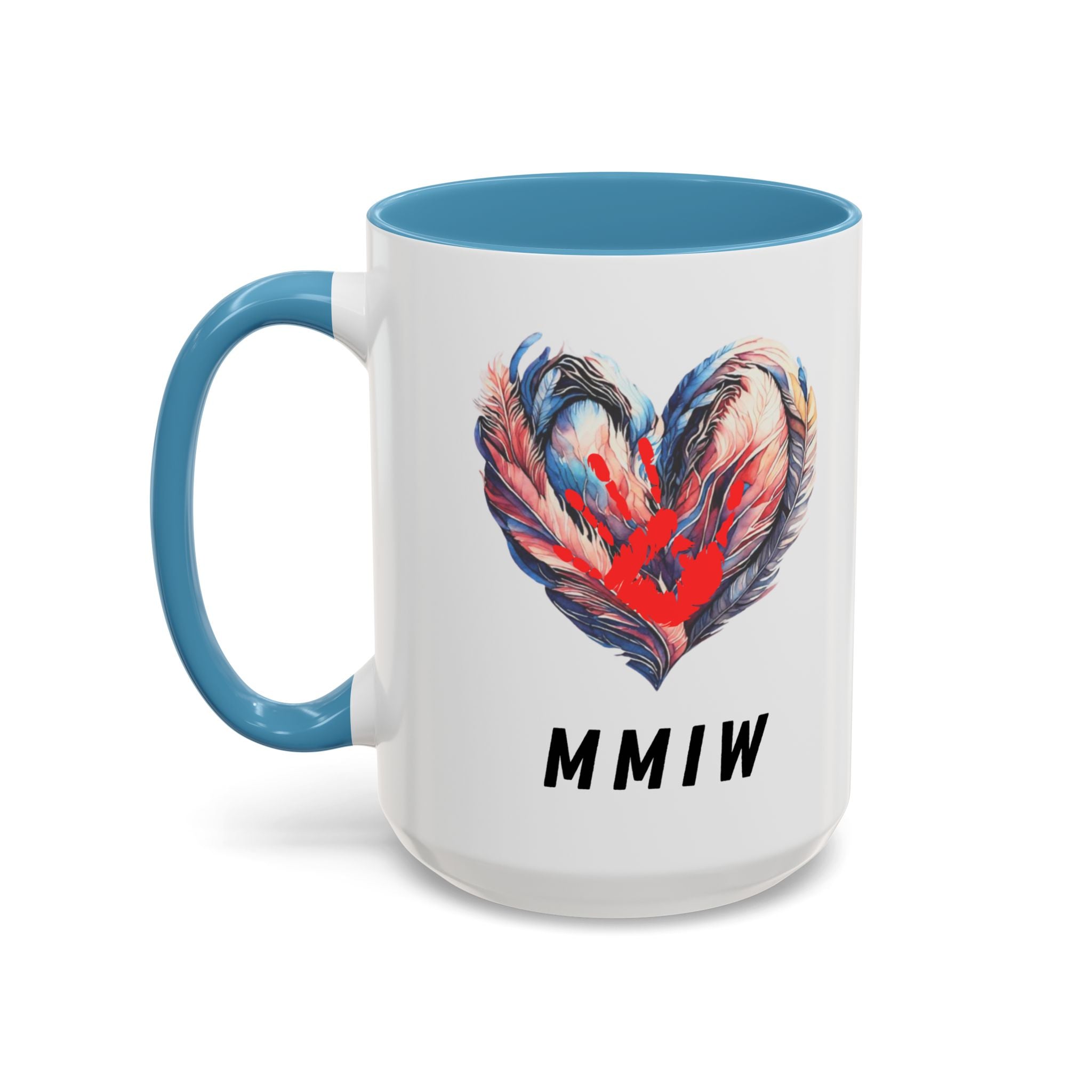 11/15oz MMIW Feather Heart Accent Coffee Mug – Missing and Murdered Indigenous Women Awareness