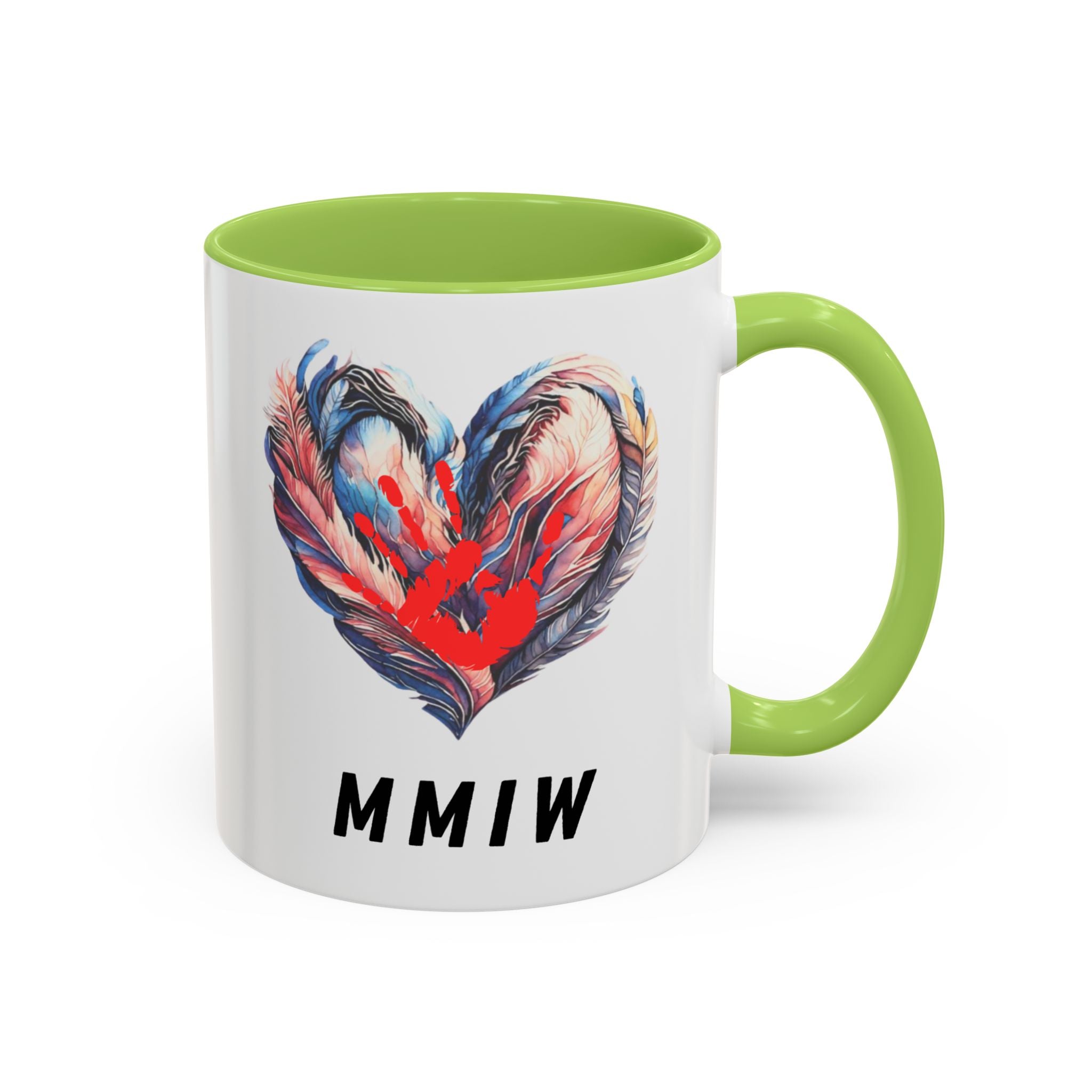 11/15oz MMIW Feather Heart Accent Coffee Mug – Missing and Murdered Indigenous Women Awareness
