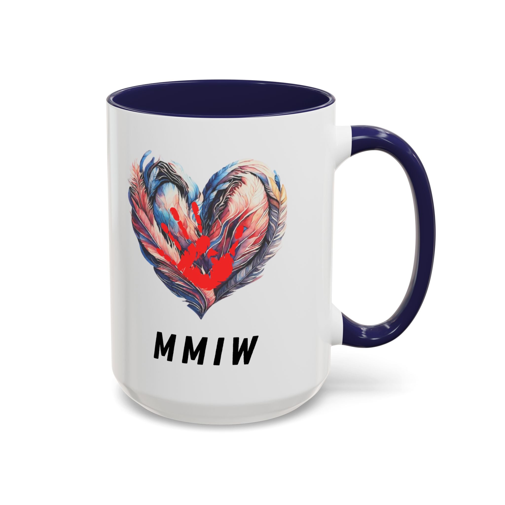11/15oz MMIW Feather Heart Accent Coffee Mug – Missing and Murdered Indigenous Women Awareness