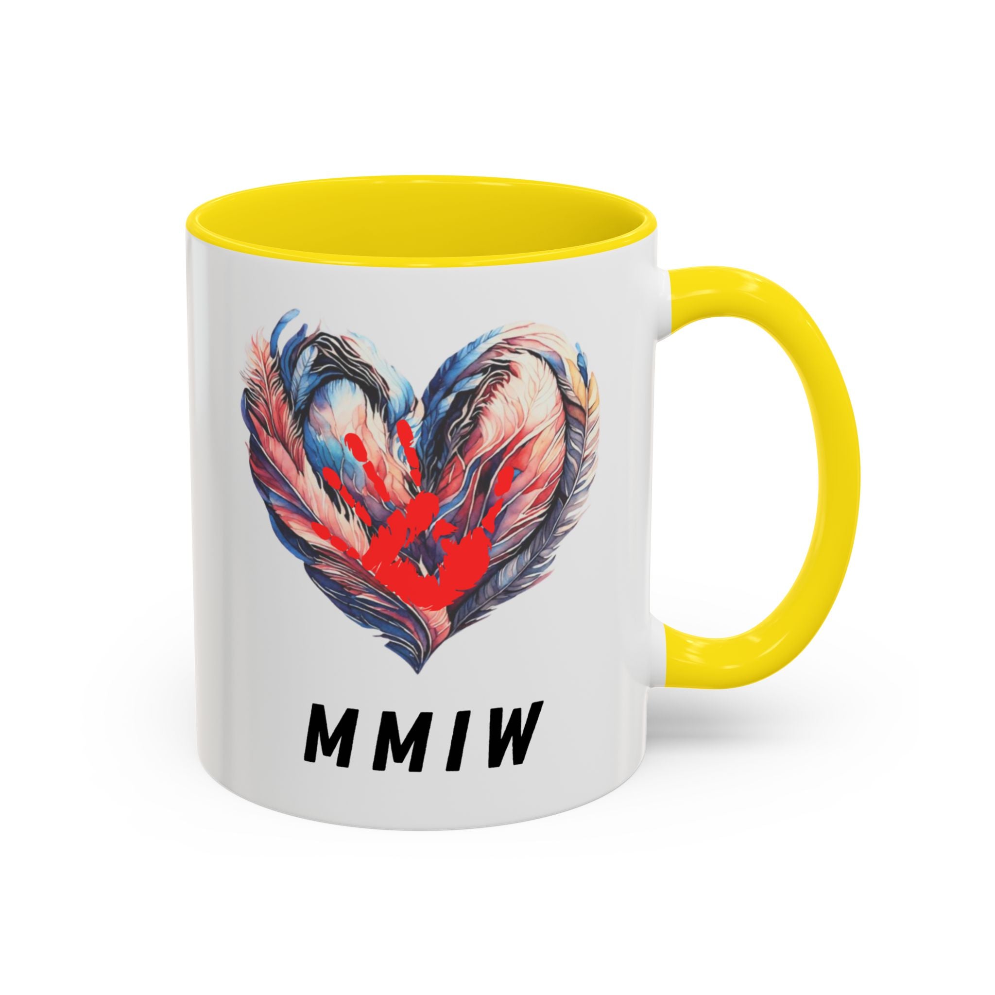 11/15oz MMIW Feather Heart Accent Coffee Mug – Missing and Murdered Indigenous Women Awareness