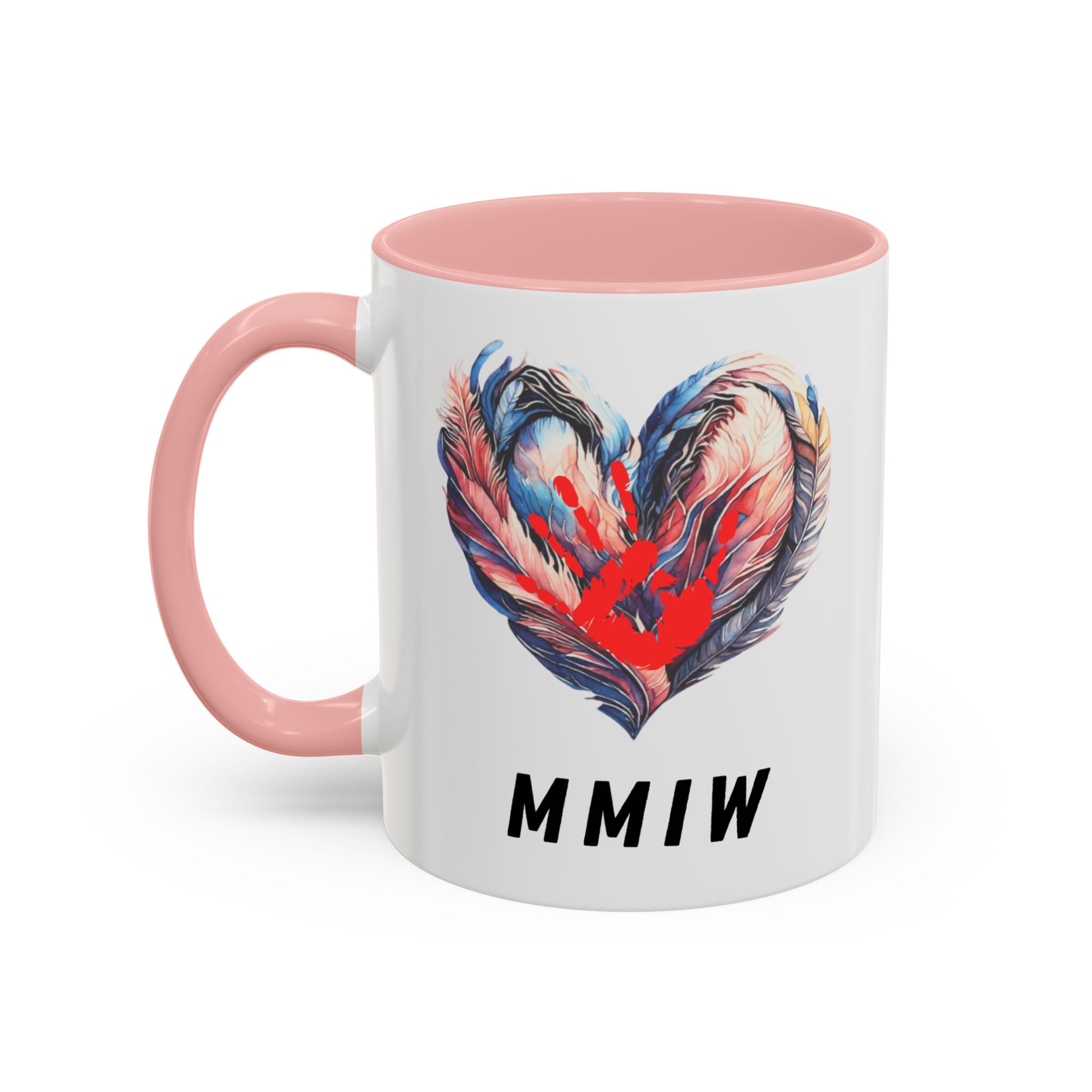 11/15oz MMIW Feather Heart Accent Coffee Mug – Missing and Murdered Indigenous Women Awareness