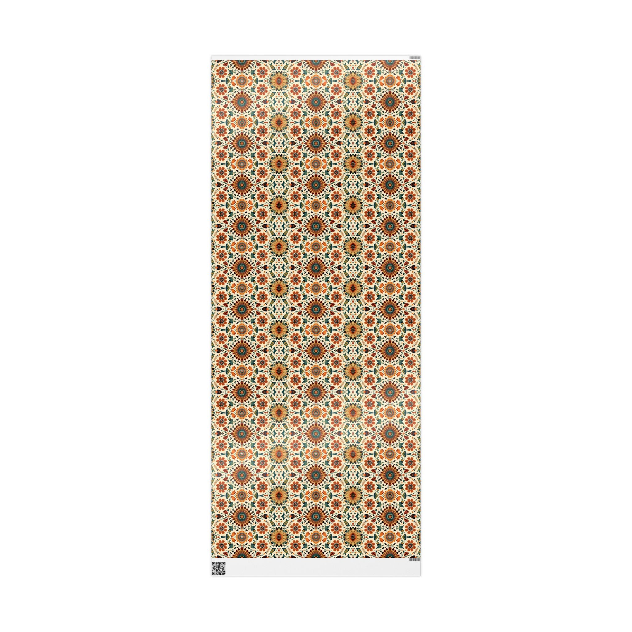 Floral Woodlands Native Pattern Wrapping Paper Roll — Boho Vintage Gift Wrap