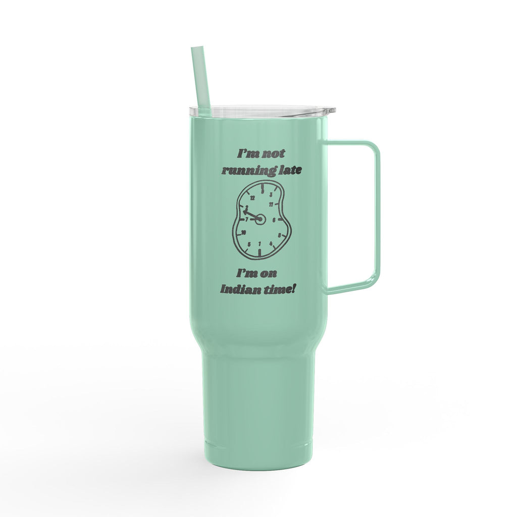 Engraved Insulated Tumbler with Lid & Straw — Funny Melting Clock Design