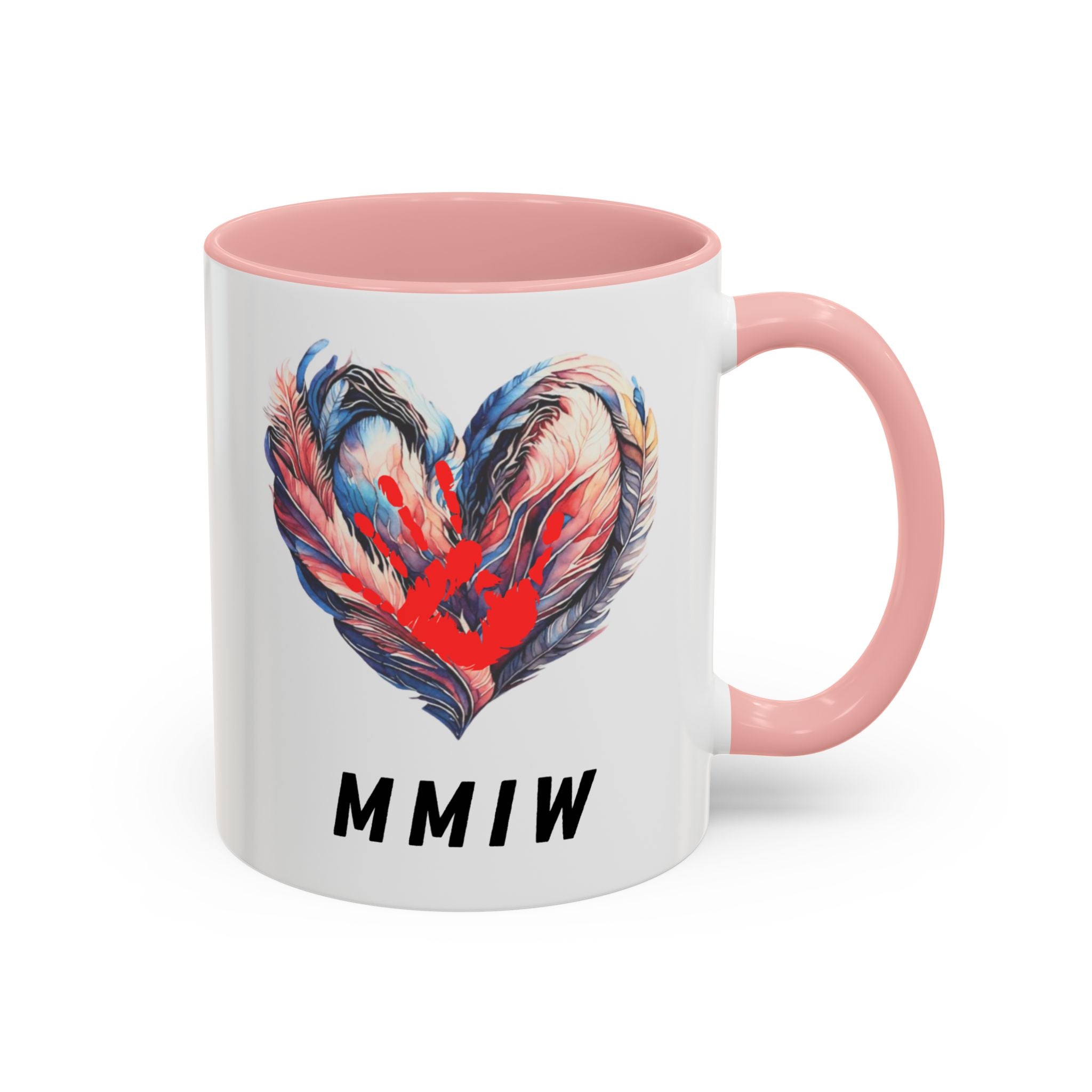 11/15oz MMIW Feather Heart Accent Coffee Mug – Missing and Murdered Indigenous Women Awareness