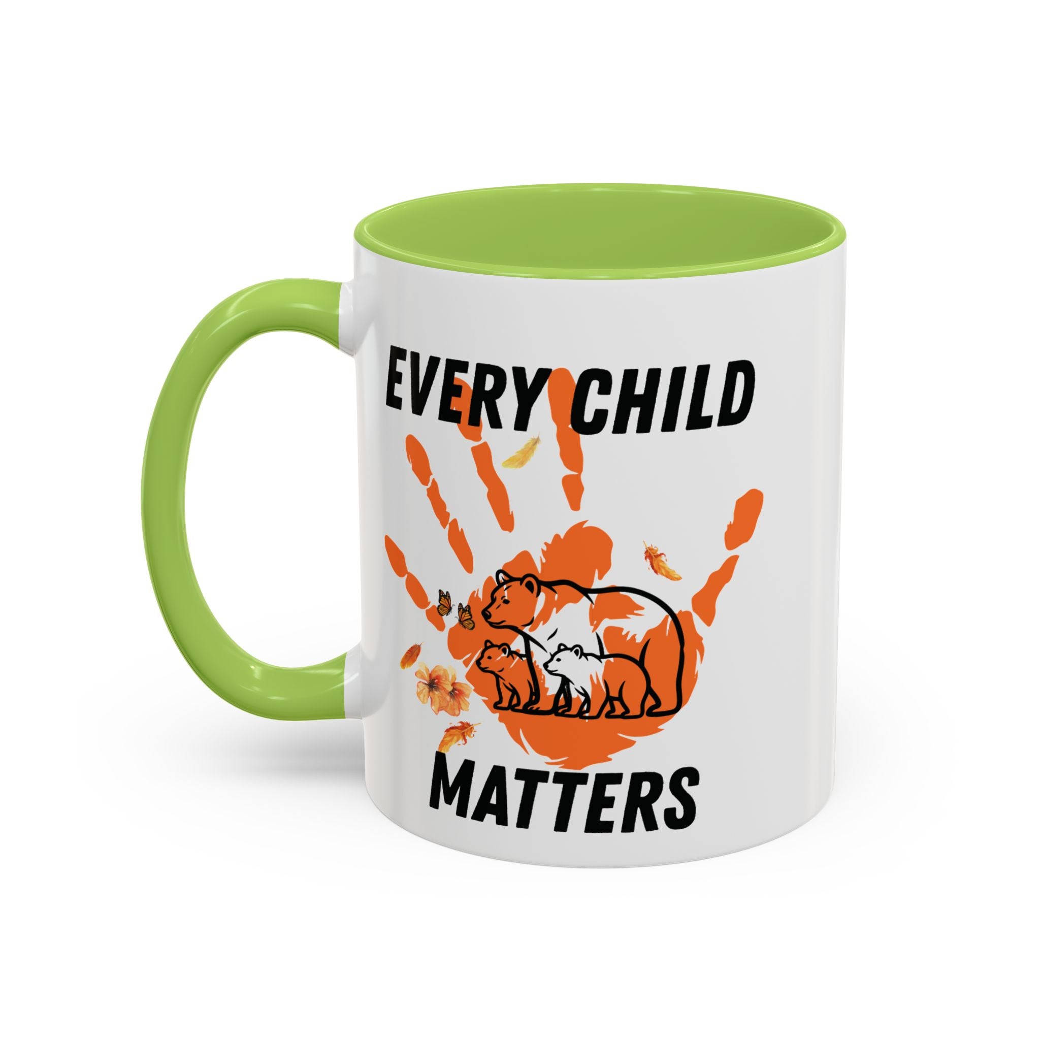 15/11oz Every Child Matters Accent Coffee Mug – Orange Handprint & Bear Memorial