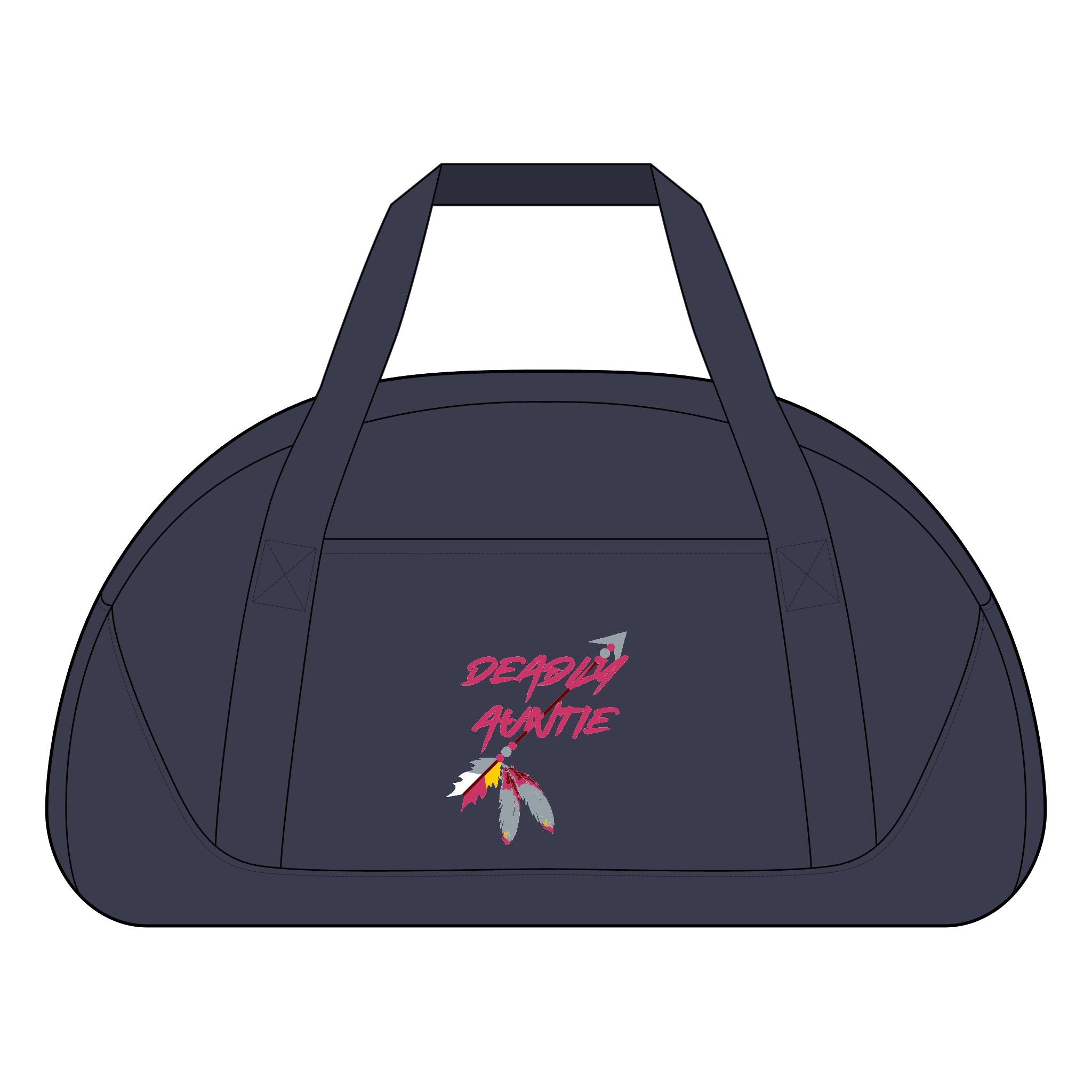 Duffel Bag — “Deadly Auntie” Feather Graphic Travel Gym Bag