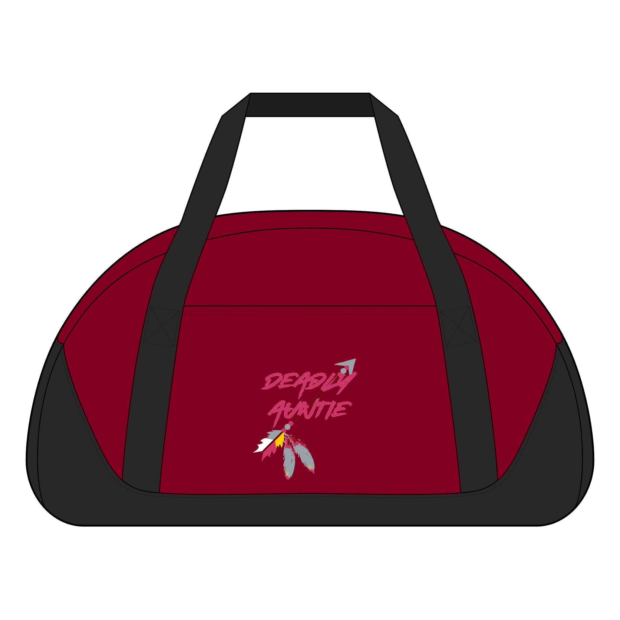 Duffel Bag — “Deadly Auntie” Feather Graphic Travel Gym Bag