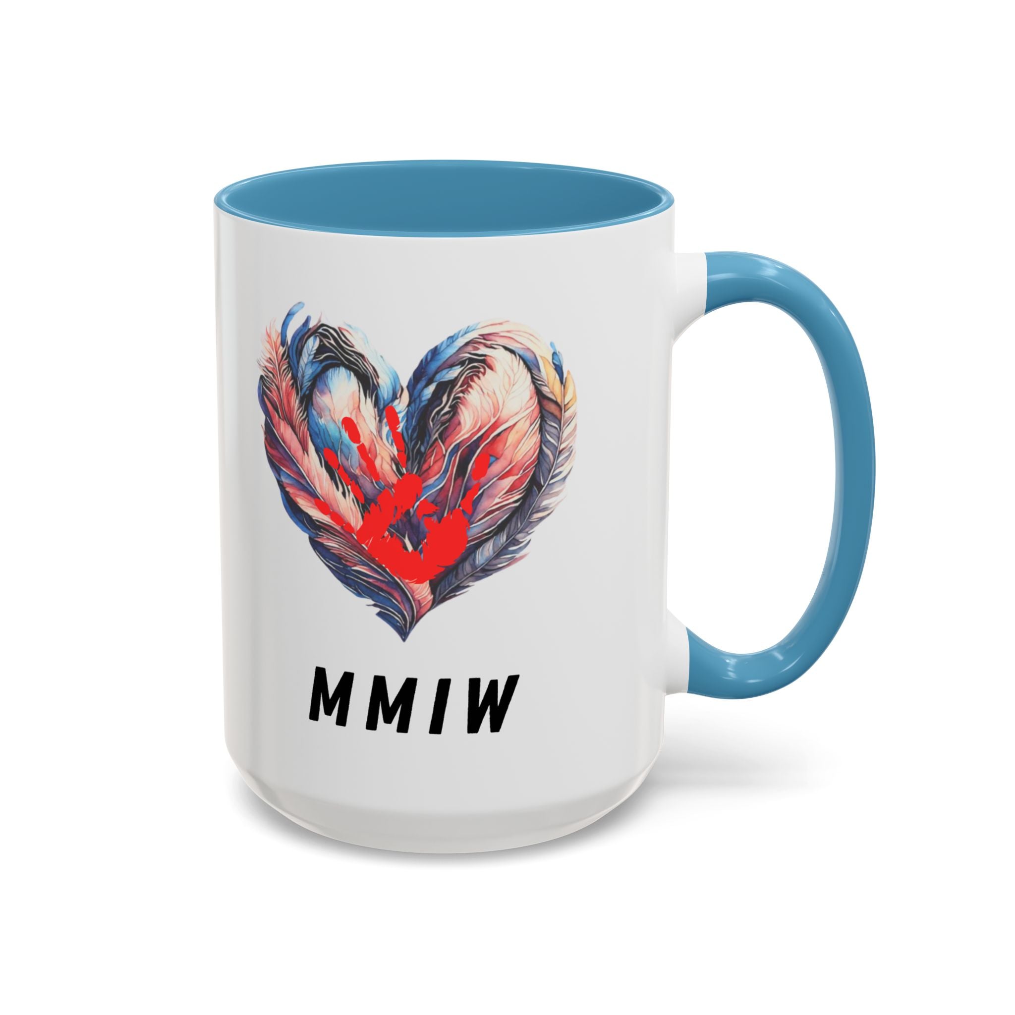 11/15oz MMIW Feather Heart Accent Coffee Mug – Missing and Murdered Indigenous Women Awareness