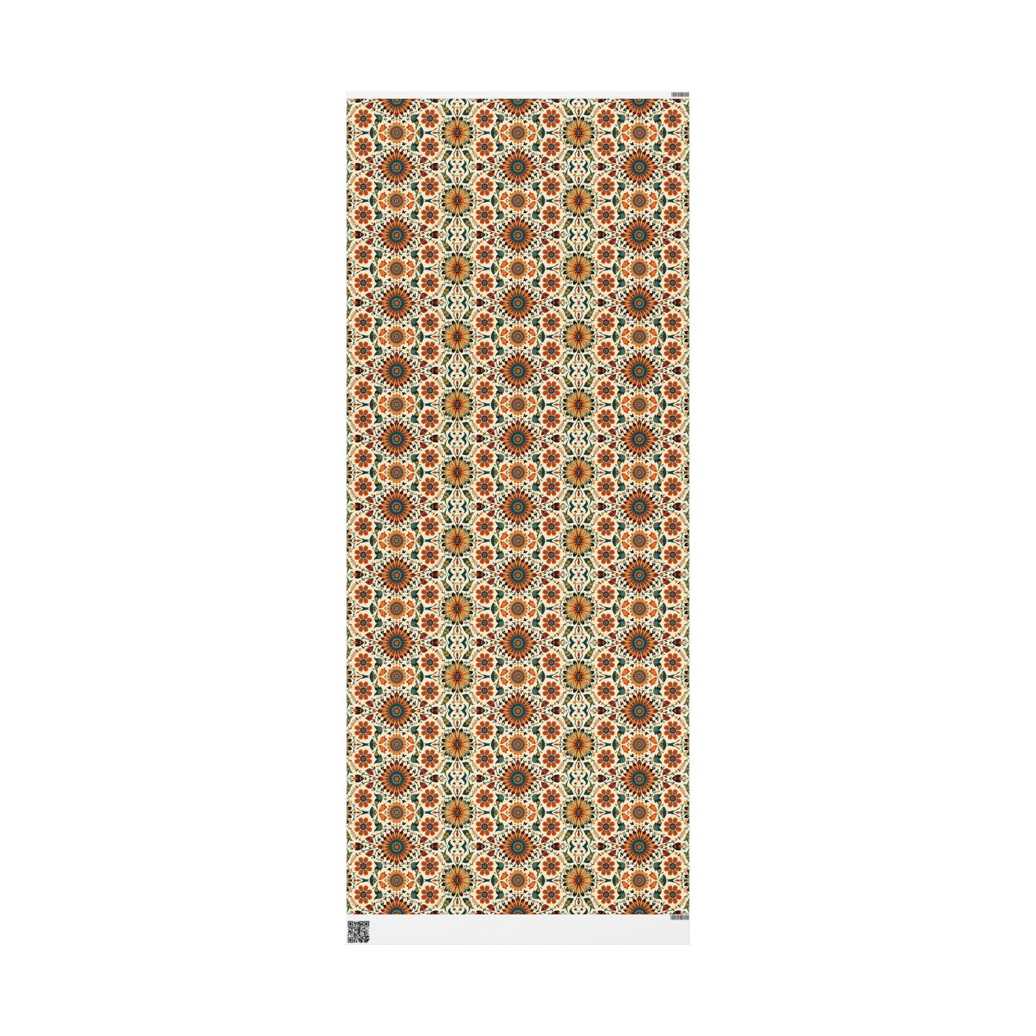 Floral Woodlands Native Pattern Wrapping Paper Roll — Boho Vintage Gift Wrap