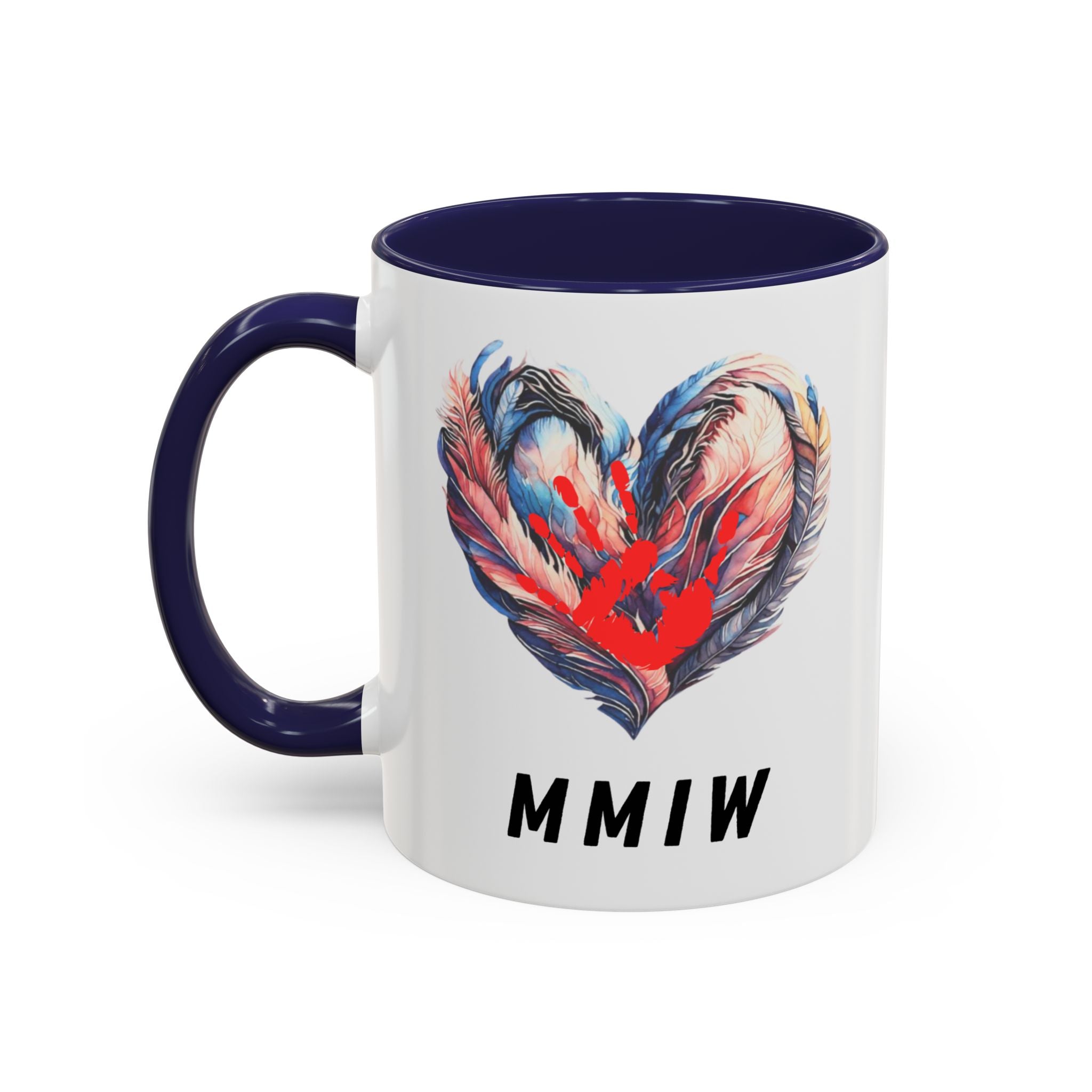 11/15oz MMIW Feather Heart Accent Coffee Mug – Missing and Murdered Indigenous Women Awareness