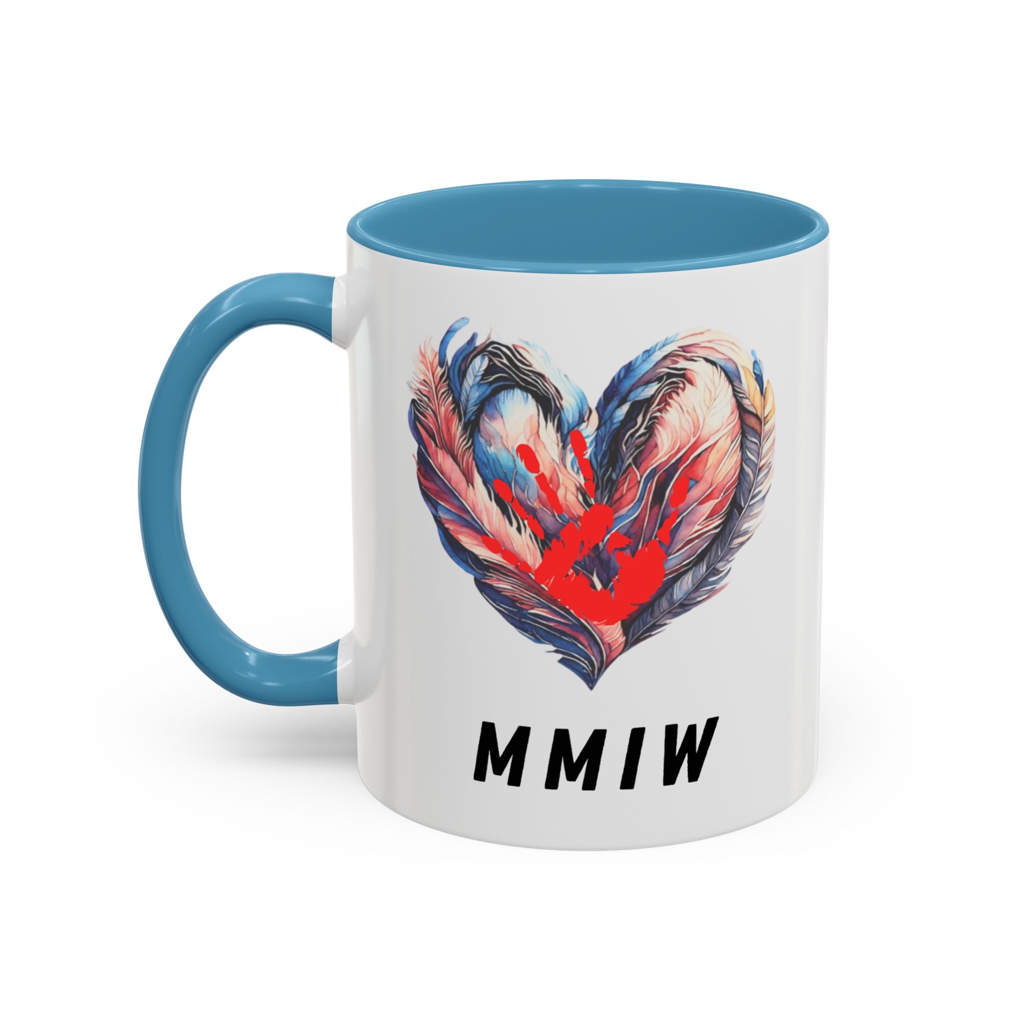 11/15oz MMIW Feather Heart Accent Coffee Mug – Missing and Murdered Indigenous Women Awareness